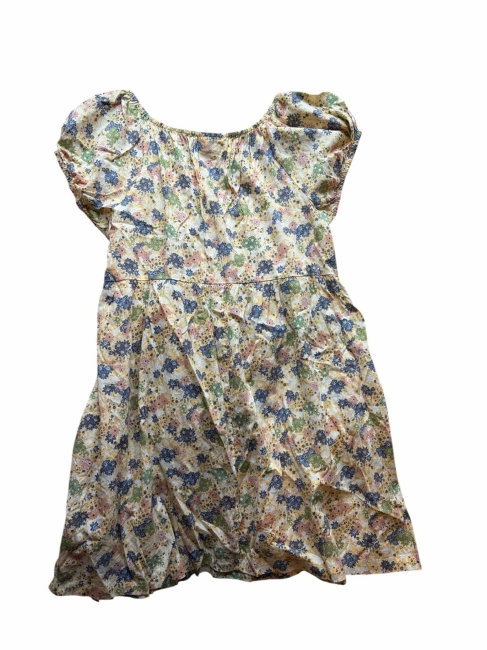 Floral Puff-Sleeve Midi Dress in Cream and Blue - Picture 4 of 4